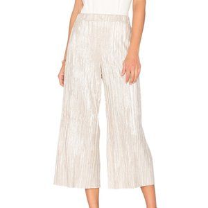 Alice + Olivia Elba Metallic Plisse Cullotes Cropped Wide Leg Pants